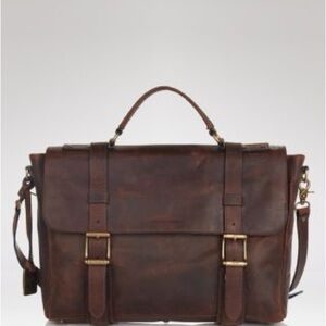 Frye Logan dark Brown Leather Briefcase Messenger Bag Classic Men's Work Bag nwt